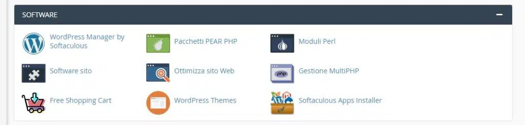 Cpanel - passaggi per arrivare alla verifica della versione di php utilizzata