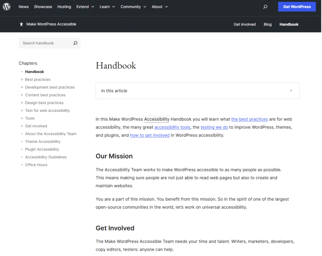 WordPress Accessibility Handbook